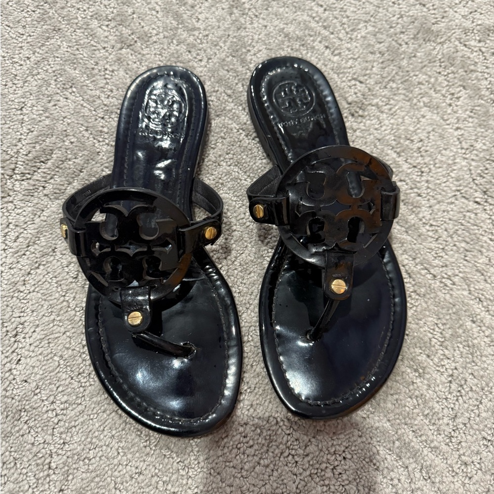 Tory Burch Patent Black Sandals